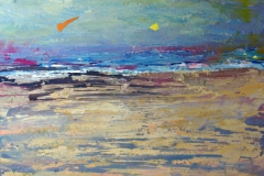 Título : Winter Beach · Medidas: 40x40 · Técnica : Mixta sobre lienzo y cristal